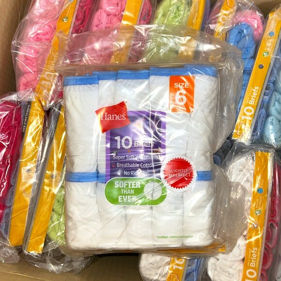 Hanes Girl’s Brief Underwear – LOT 240 pcs – 24 packs (10 pcs each) – Size 6 NEW - Picture 1 of 3